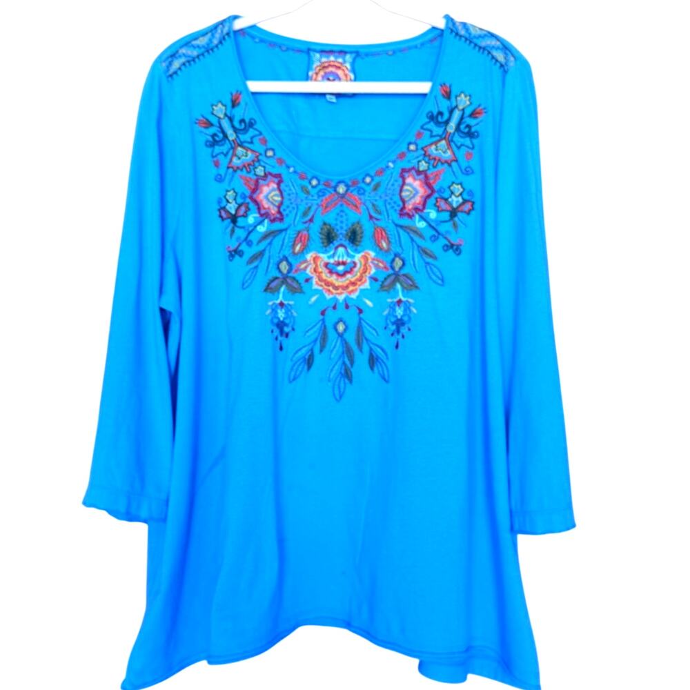 Johnny Was Embroideried Cotton Blouse size 2XL